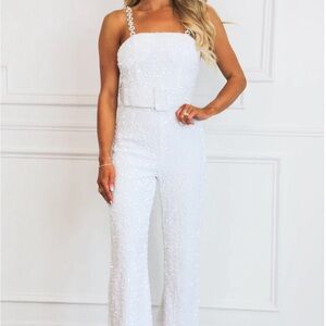White Sequin Jumpsuit